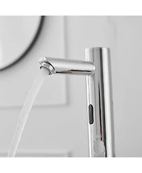 Automatic Sensor Touchless Single Hole Bathroom Sink Faucet With Temperature Mixing Valve In Polished Chrome