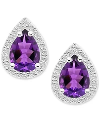 Amethyst (1-1/3 ct. t.w.) & Lab Grown White Sapphire (1/4 Stud Earrings 10k Gold (Also Additional Gemstones)
