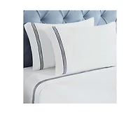 Superior Brandon Cotton Three-Line Embroidered Deep Pocket Bed Sheet Set, California King