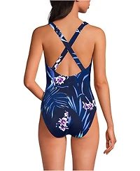 Lands' End Women's Tugless X-Back One Piece Swimsuit