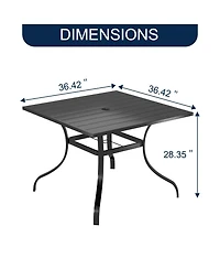 8-Piece Metal Outdoor Patio Dining Set with Square Table with 1.65 in. Umbrella Hole and Swivel Chairs