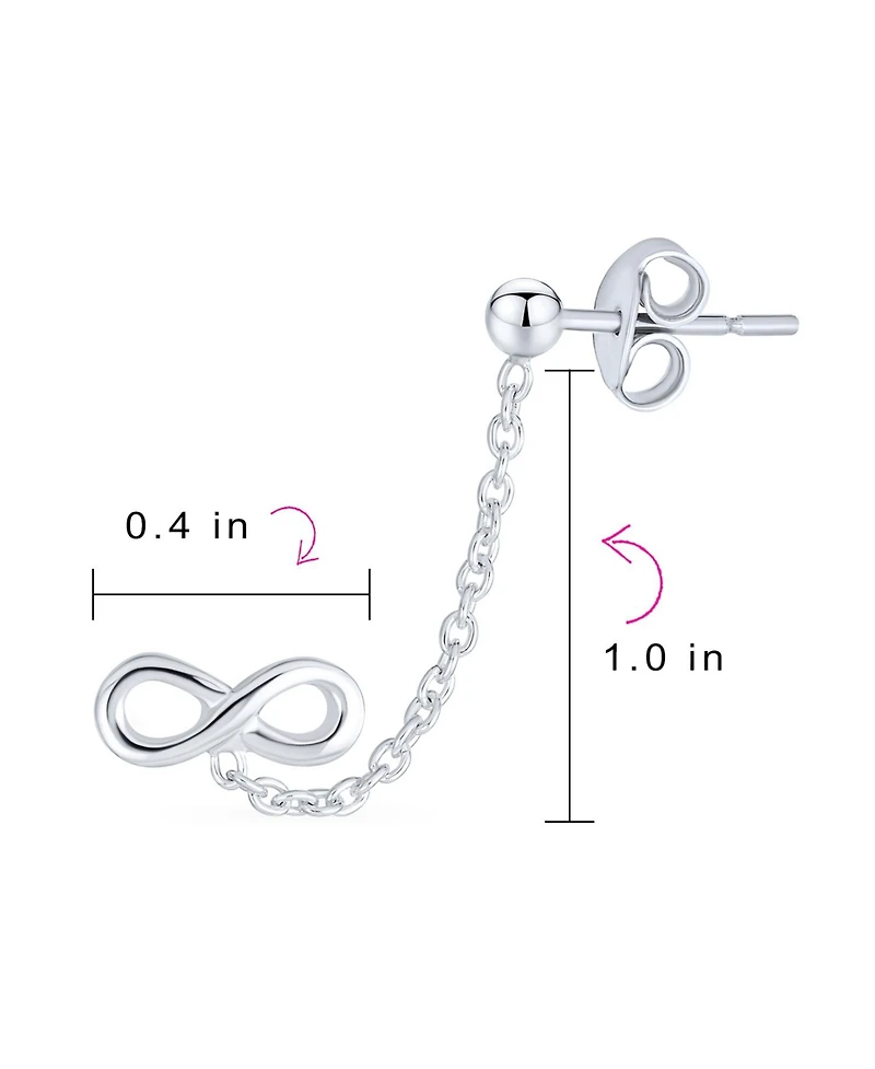 Bling Jewelry Love Knot Infinity Ear Cuff Cartilage Double Pierced Helix Chain Stud Earrings
