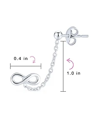 Bling Jewelry Love Knot Infinity Ear Cuff Cartilage Double Pierced Helix Chain Stud Earrings