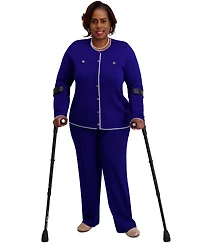 Kasper Round-Neck Long-Sleeve Button Front Cardigan, Regular & Plus