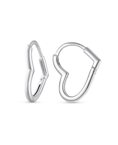 Bling Jewelry Romantic Heart Shaped Mini Hoop Huggie Earrings Sterling Silver .75 Inch