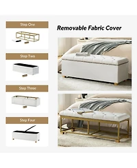 Lauris Classic Tufted Design Storage Bench with Nailhead Trim