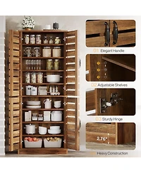 Tribesigns Farmhouse Storage Cabinet Set of 2, 9-Tier with Adjustable Shelves and 2 Shutter Doors, Rustic Brown for Kitchen, Dining Room