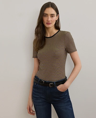 Lauren Ralph Women's Striped Stretch Cotton Crewneck Tee