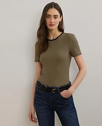 Lauren Ralph Women's Striped Stretch Cotton Crewneck Tee