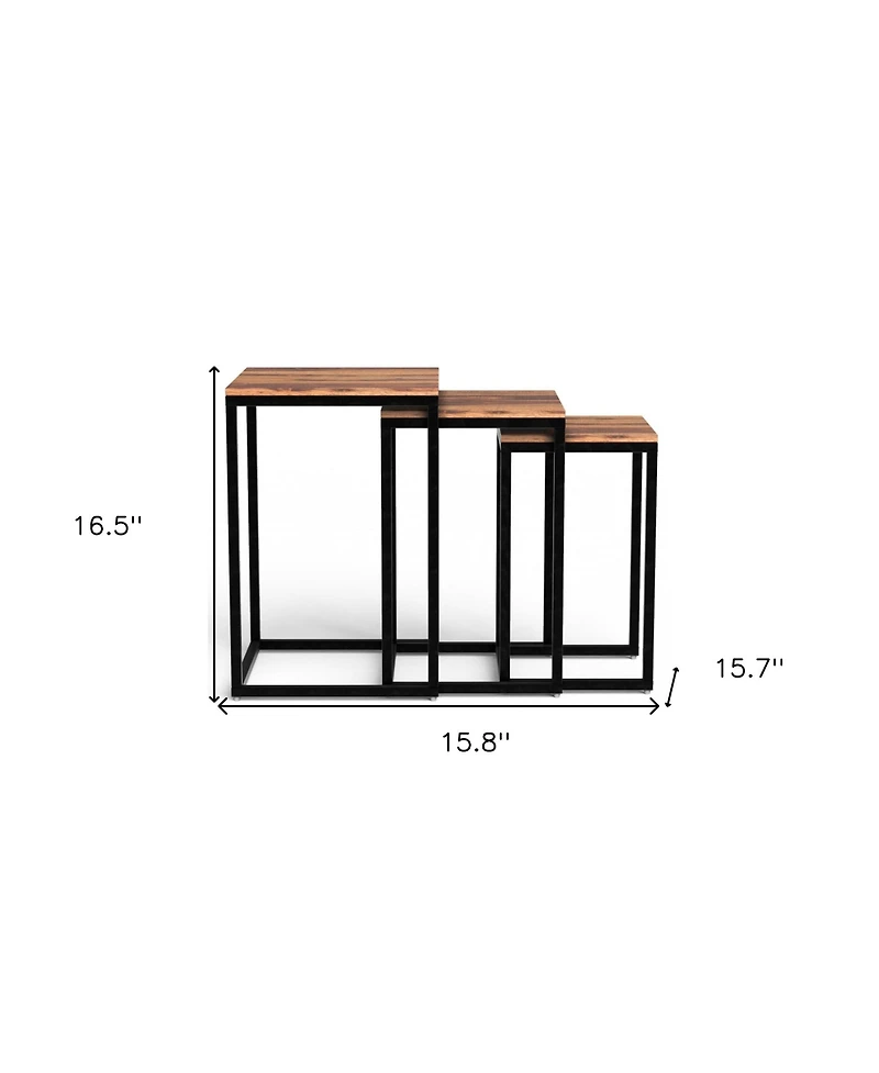 Solid Wood Nested Side Tables – Rustic Set of 3