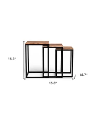 Solid Wood Nested Side Tables – Rustic Set of 3