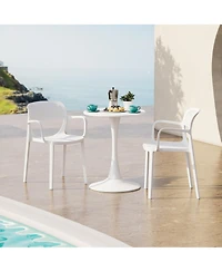 Outdoor Stackable Plastic Resin Patio Dining Armchair (Set of 2)