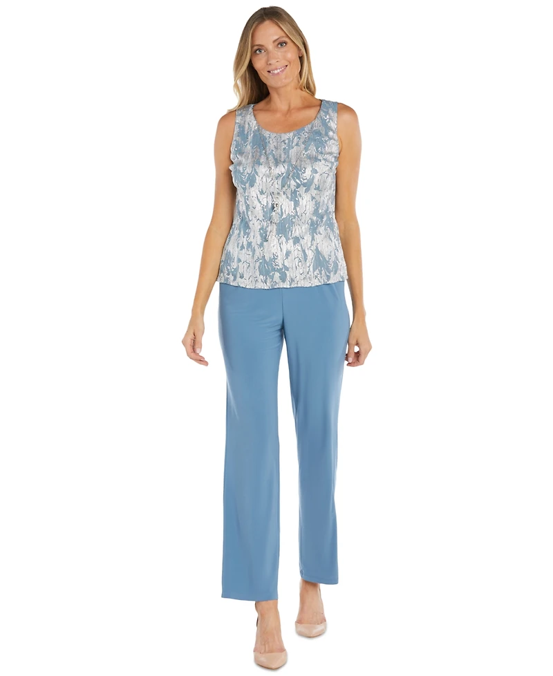 R & M Richards Petite Metallic Swing Jacket, Tank and Pants 3-Pc. Set