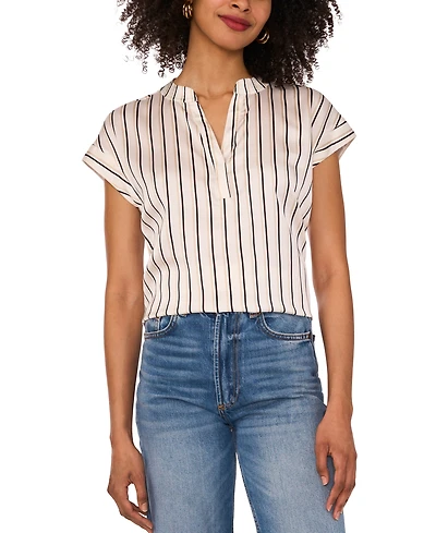 Vince Camuto Women's Striped Split-Neck Blouse