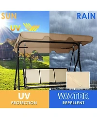 3 Person Steel Frame Patio Swing with Polyester Angle and Adjustable Canopy