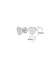 Bling Jewelry Romantic Bezel Set Cz Heart Shaped Stud Earrings Created Opal .925 Sterling Silver