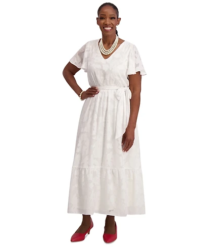 Kasper Flutter-Sleeve Smock-Waist Dress, Regular & Plus