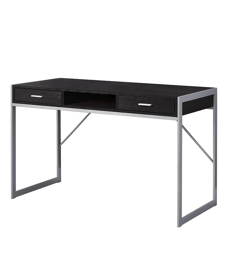 Compact Computer Desk with Dual Drawers for Study or Workspace