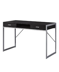 Compact Computer Desk with Dual Drawers for Study or Workspace