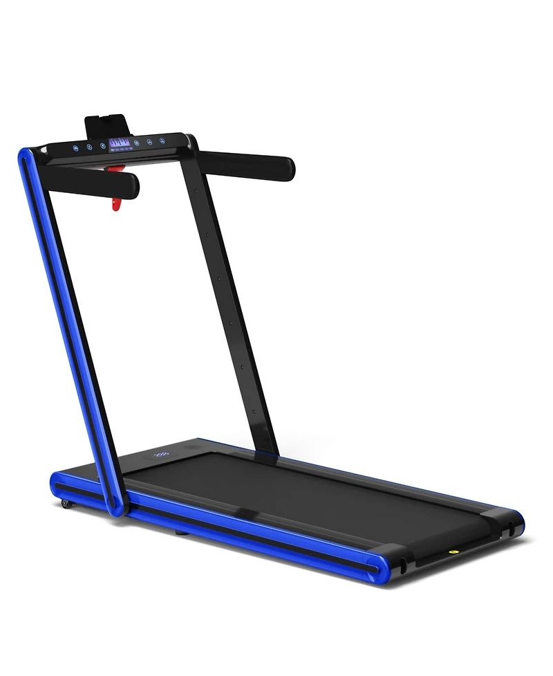 2-in-1 Folding Treadmill with Dual Led Display-Navy