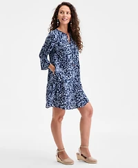 Style & Co Petite Paisley-Print Cotton Tiered Dress, Exclusively at Macy's