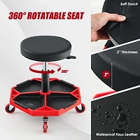 330 Lbs Capacity Pneumatic Rolling Mechanic Stool with Padded Seat