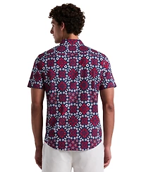 Original Penguin Men's Slim Fit Short Sleeve Medallion Print Button-Down Shirt