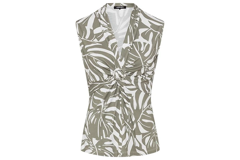 Olsen Women's Gathered Front Tropic Print Shell
