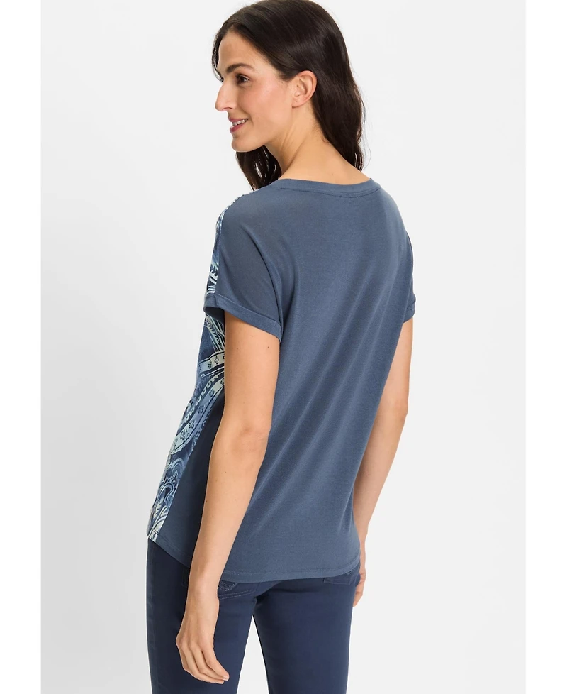 Olsen Women's Paisley and Foil Print T-Shirt