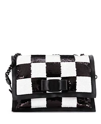 Pre-Owned Salvatore Ferragamo Small Viva Bow Flap Bag Sequin Embellished Leather