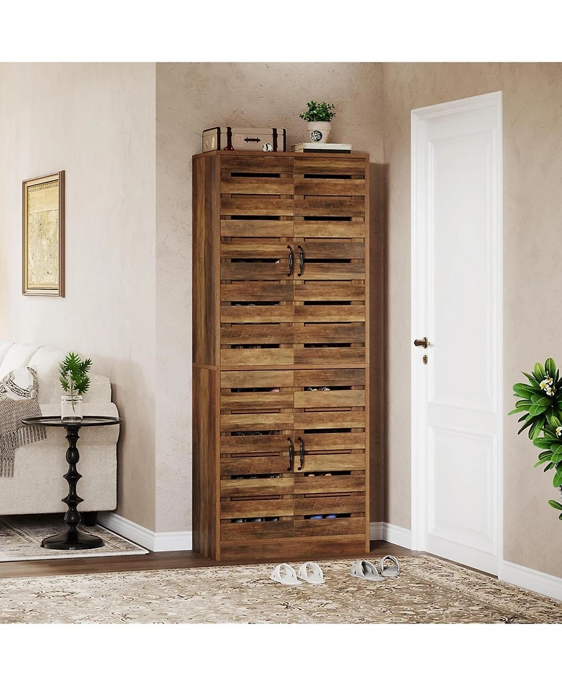 Tribesigns 9-Tier Shoe Cabinet Set of 2, 70.8" Tall Shoe Storage Cabinet with Adjustable Shelves for Entryway, Hallway, Closet, Living Room