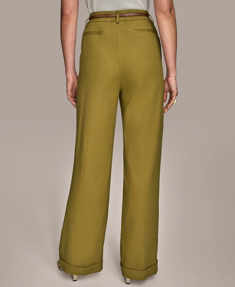 Donna Karan New York Women's Linen-Blend Wide-Leg Pants