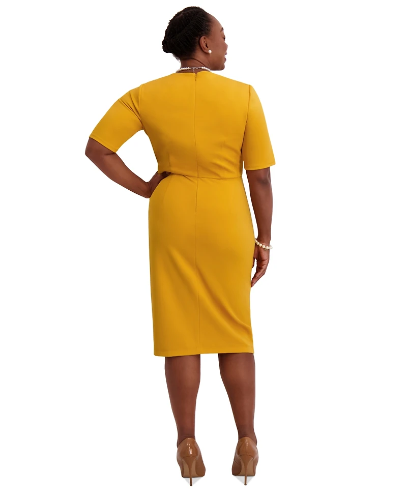 Kasper Women's Short-Sleeve Side Pleated Dress, Regular & Plus Sizes