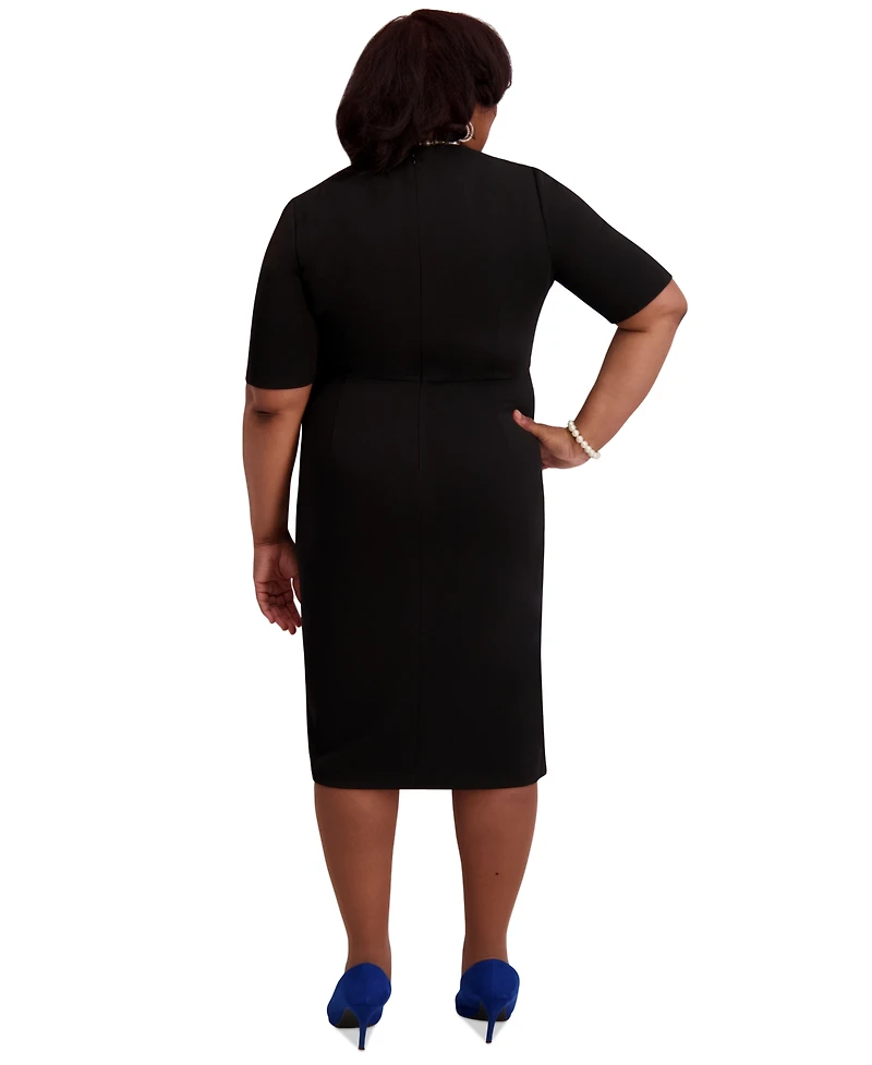 Kasper Women's Short-Sleeve Side Pleated Dress, Regular & Plus Sizes
