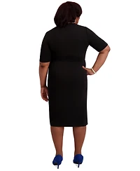 Kasper Women's Short-Sleeve Side Pleated Dress, Regular & Plus Sizes