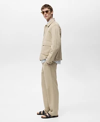 Mango Men's Regular-Fit Linen Pants
