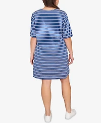 Ruby Rd. Plus Size Embroidered Stripe Knit Dress