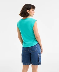 On 34th Women's Braided-Neck Crewneck T-Shirt, Exclusively at Macy's