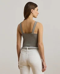 Lauren Ralph Women's Ring-Trim Metallic Sweater Tank Top
