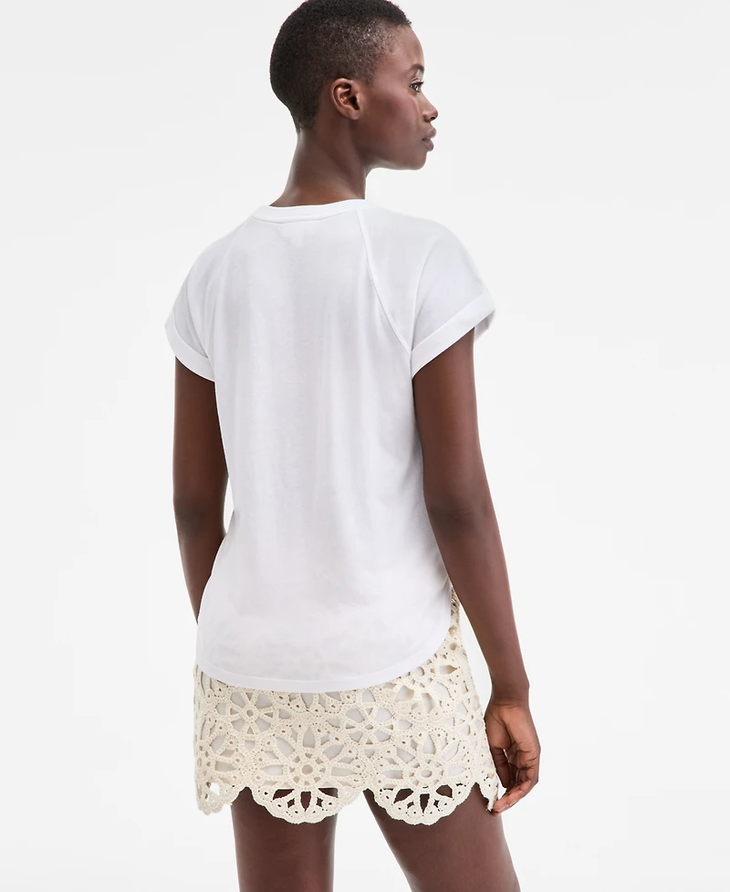 On 34th Women's Raglan Palm-Print Shine T-Shirt, Exclusively at Macy's