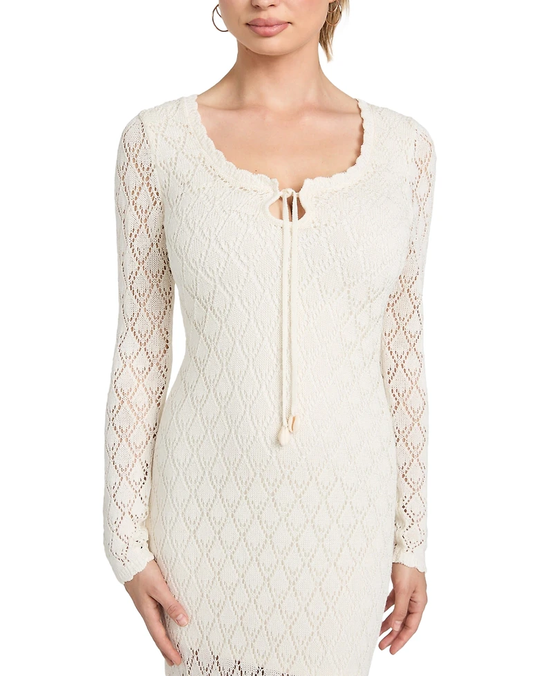 Guess Women's Long-Sleeve Alba Pointelle Maxi Dress