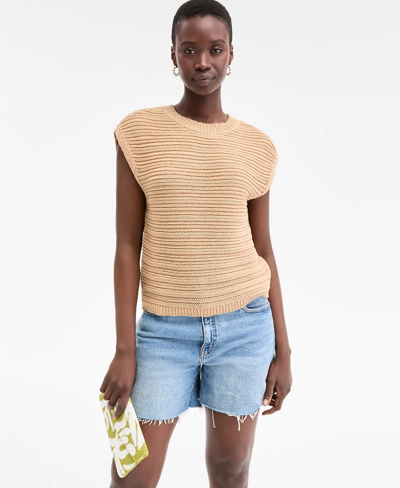 On 34th Women's Textured-Stitch Sleeveless Sweater, Exclusively at Macy's