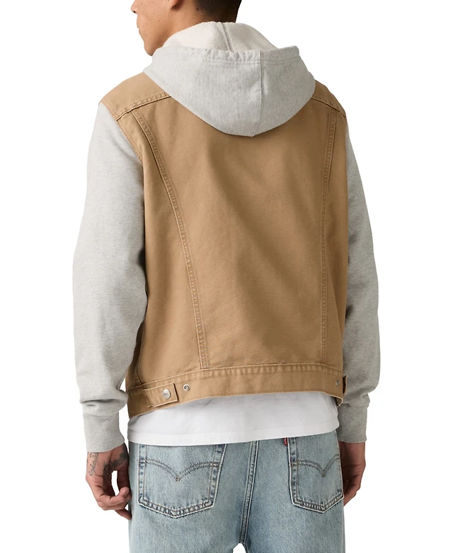 Levi's Men's Hybrid Hoodie Non-Stretch Denim Trucker Jacket