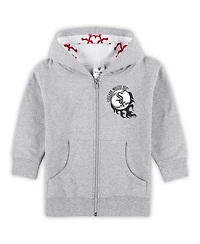 Soft as a Grape Toddler Heather Gray Chicago White Sox Baseball Full-Zip Hoodie Jacket