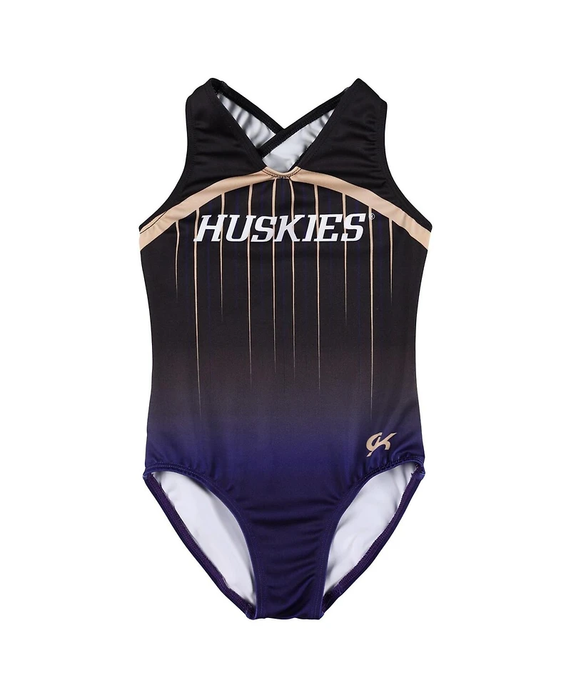Gk Elite Big Boys and Girls Black Washington Huskies Replica Leotard