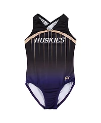 Gk Elite Big Boys and Girls Black Washington Huskies Replica Leotard
