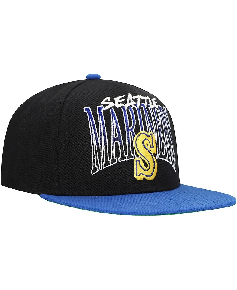 Mitchell & Ness Men's Black Seattle Mariners Rise Up Snapback Hat