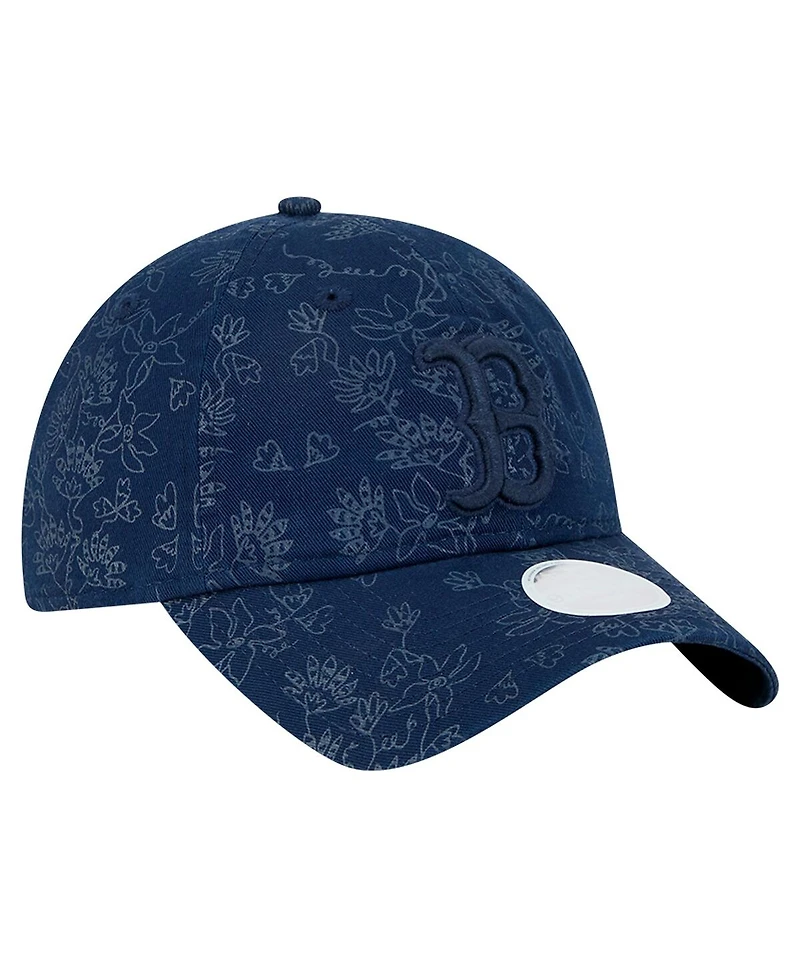 New Era Women's Navy Boston Red Sox Tonal Floral 9TWENTY Adjustable Hat