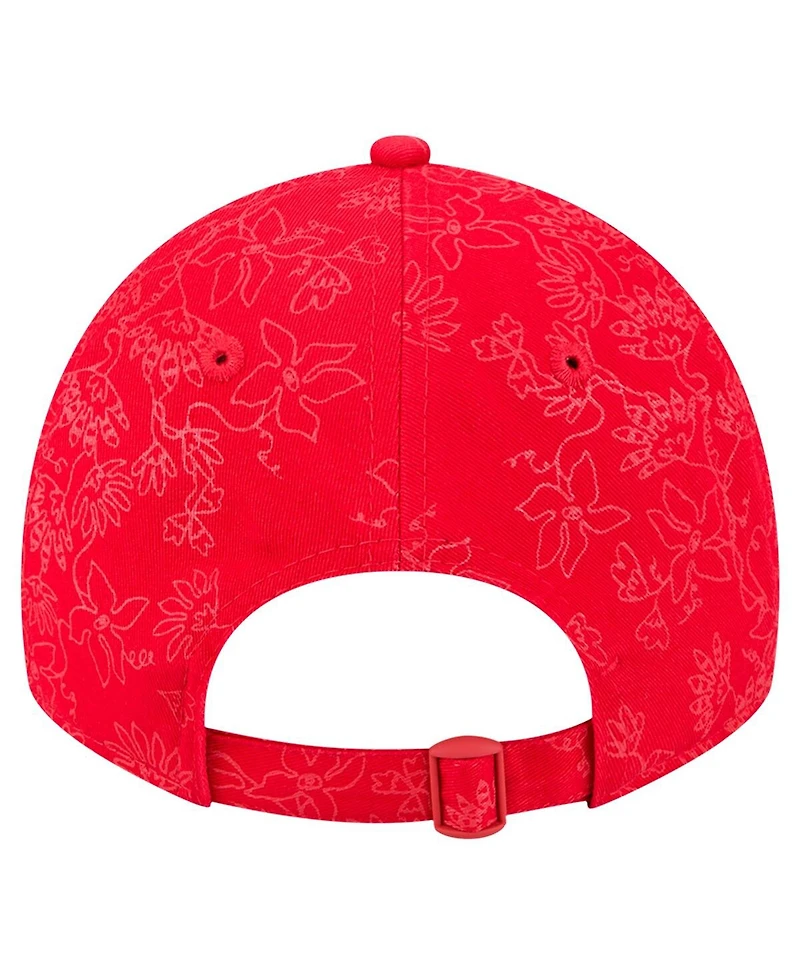 New Era Women's Red Los Angeles Angels Tonal Floral 9TWENTY Adjustable Hat