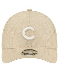 New Era Men's Beige Chicago Cubs Cotton Weave M-Crown A-Frame 9FORTY Adjustable Hat